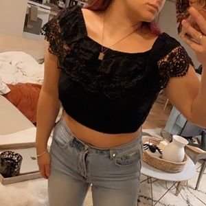 Cropped top, off the shoulder Lacey top